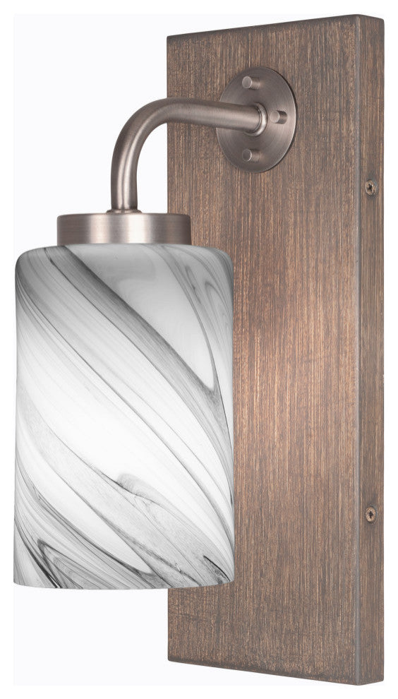 Oxbridge Wall Sconce, Graphite & Painted Distressed Metal, 4" Onyx Swirl