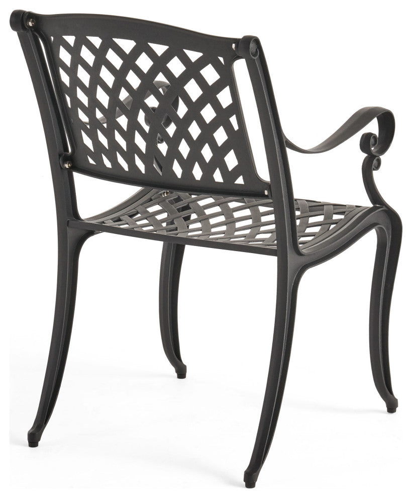 GDF Studio 6-Piece Chris Outdoor Aluminum Dining Set With Gray Table and Bench