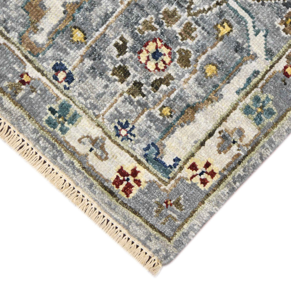 Nuit Arabe Kriotra Area Rug, Deep Silver, 10' x 14', Bordered