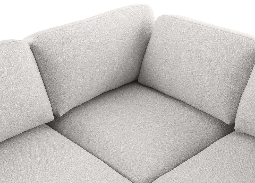 Beckham Linen Textured Fabric 5-Piece Modular L-Shaped Sectional, Beige