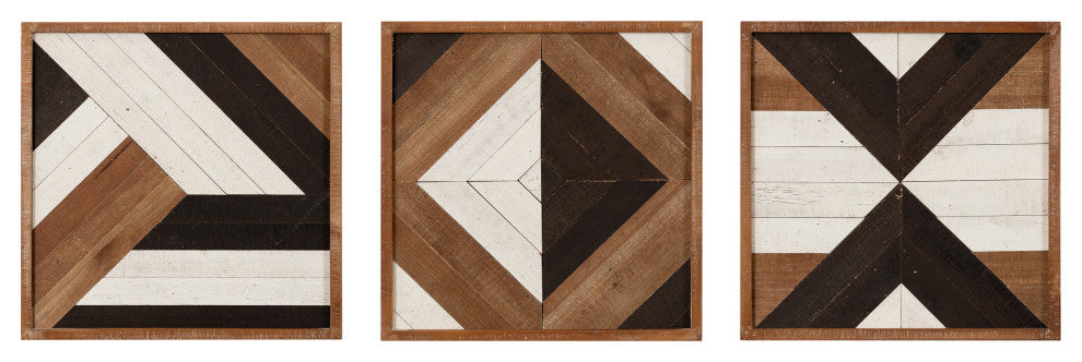 Ballez Wood Plaque Art Set, Multi/Brown 3 Piece