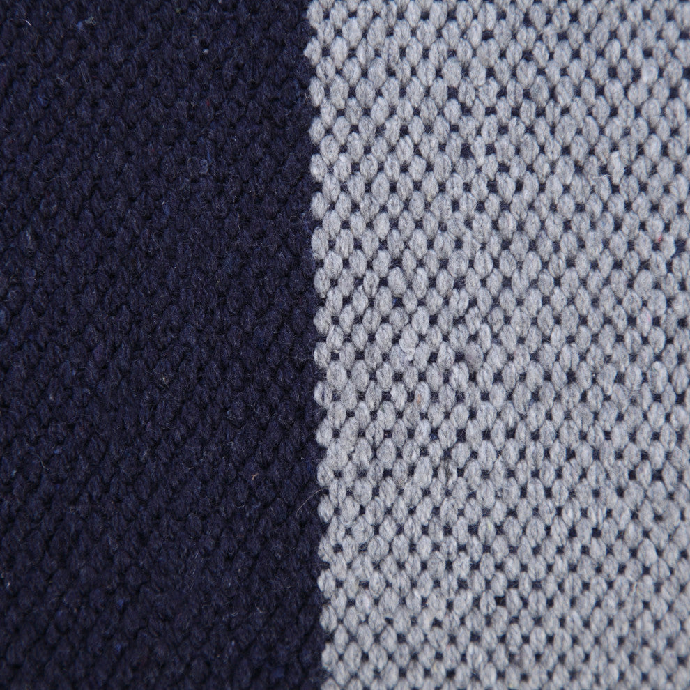 Ox Bay Handwoven Blue/Gray Stripe Organic Cotton Pillow Cover, 14"x36"