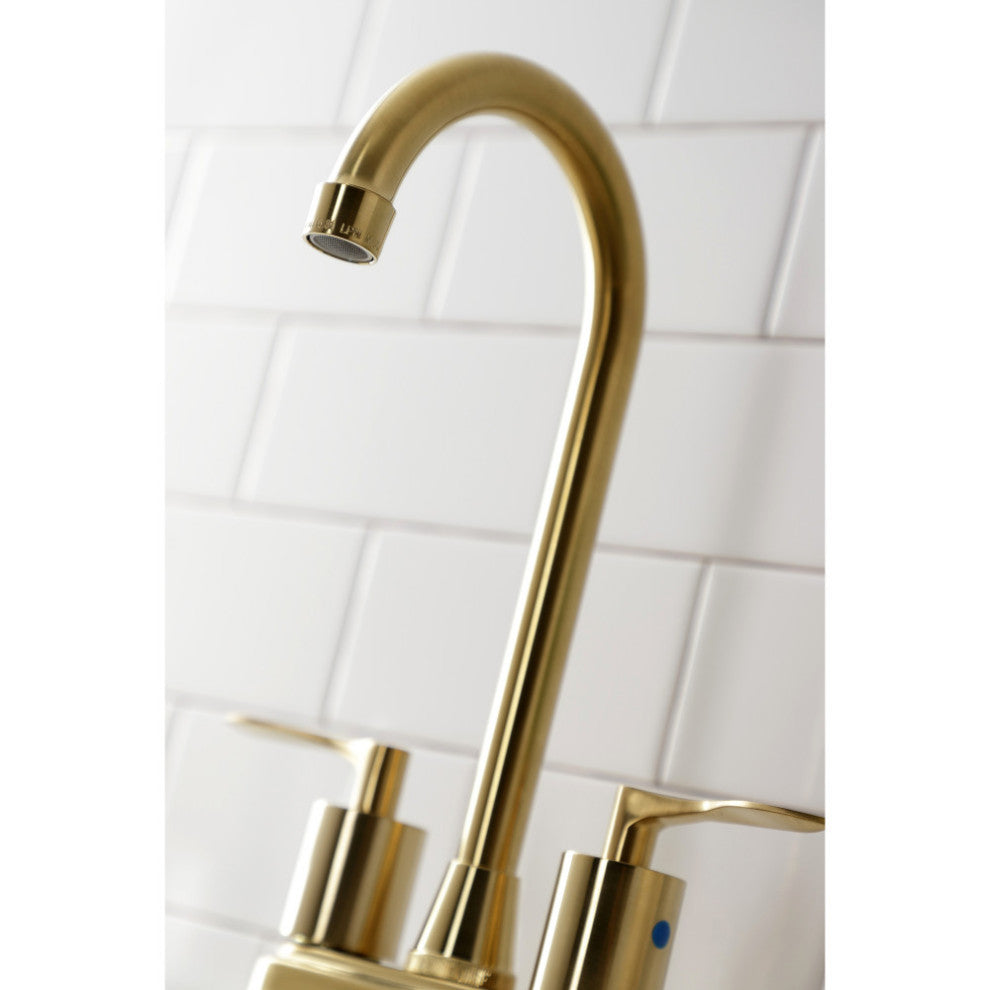 KB8497SVL Two-Handle 2-Hole Deck Mount Bar Faucet, Brushed Brass