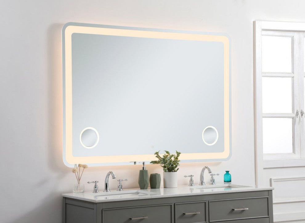 Lucy 42"x60" Hardwired LED Mirror With Magnifier and Color Changing Temperature