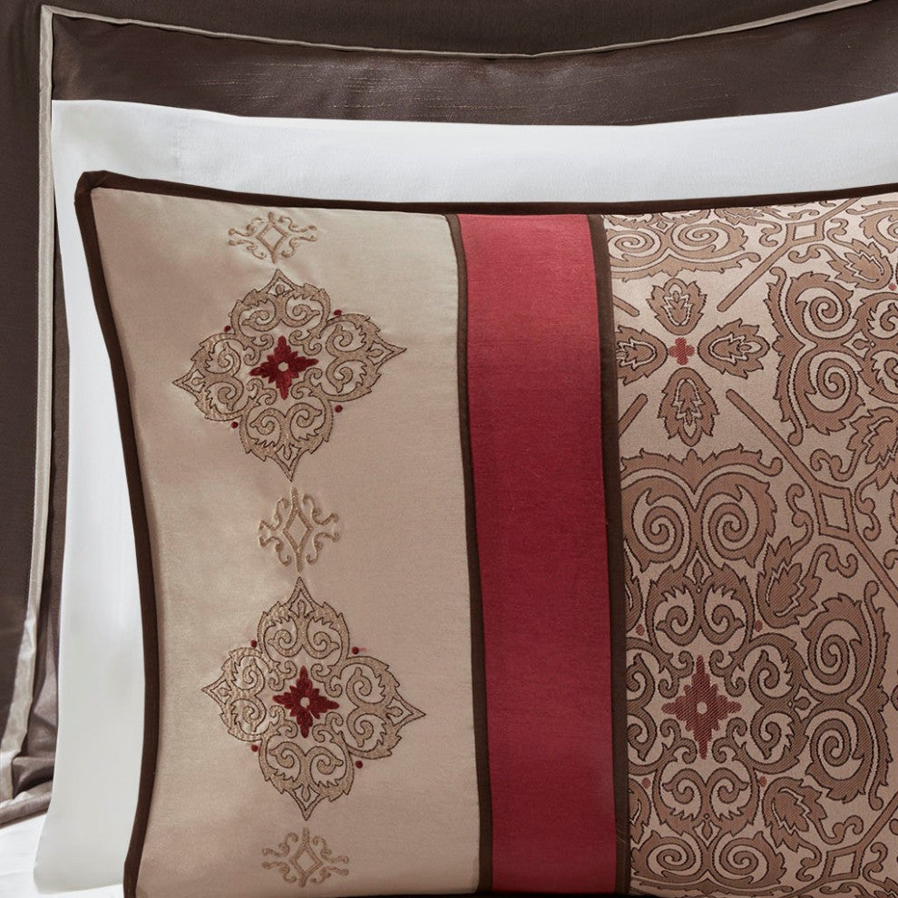Madison Park Essentials Delaney 24-Piece Room-in-a-Bag Comforter Set, Red, Queen