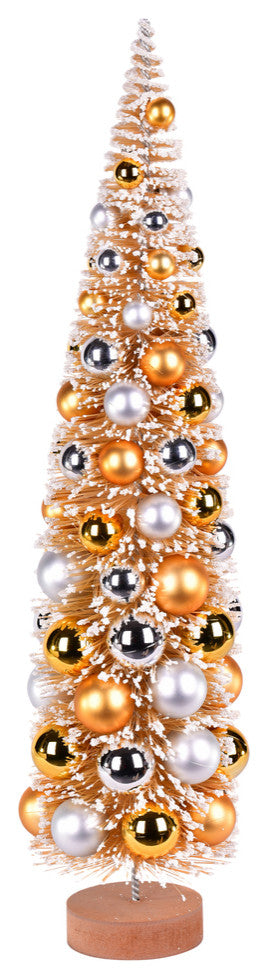 Vickerman Ls204224 24" Gold Artificial Christmas Tree, Gold, Silver Ornament