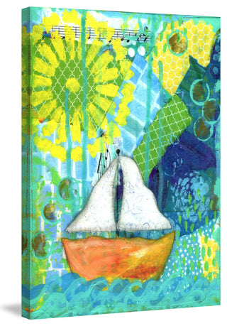 "Orange Boat" Painting Print on Wrapped Canvas