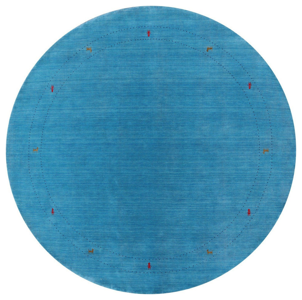 8' Round Hand Knotted Persian Gabbeh Wool Rug Q7002