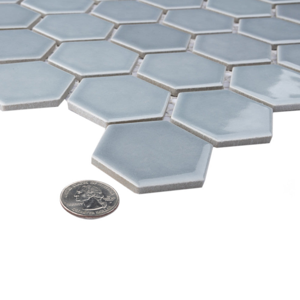 Hudson Due 2" Hex Slate Porcelain Floor and Wall Tile