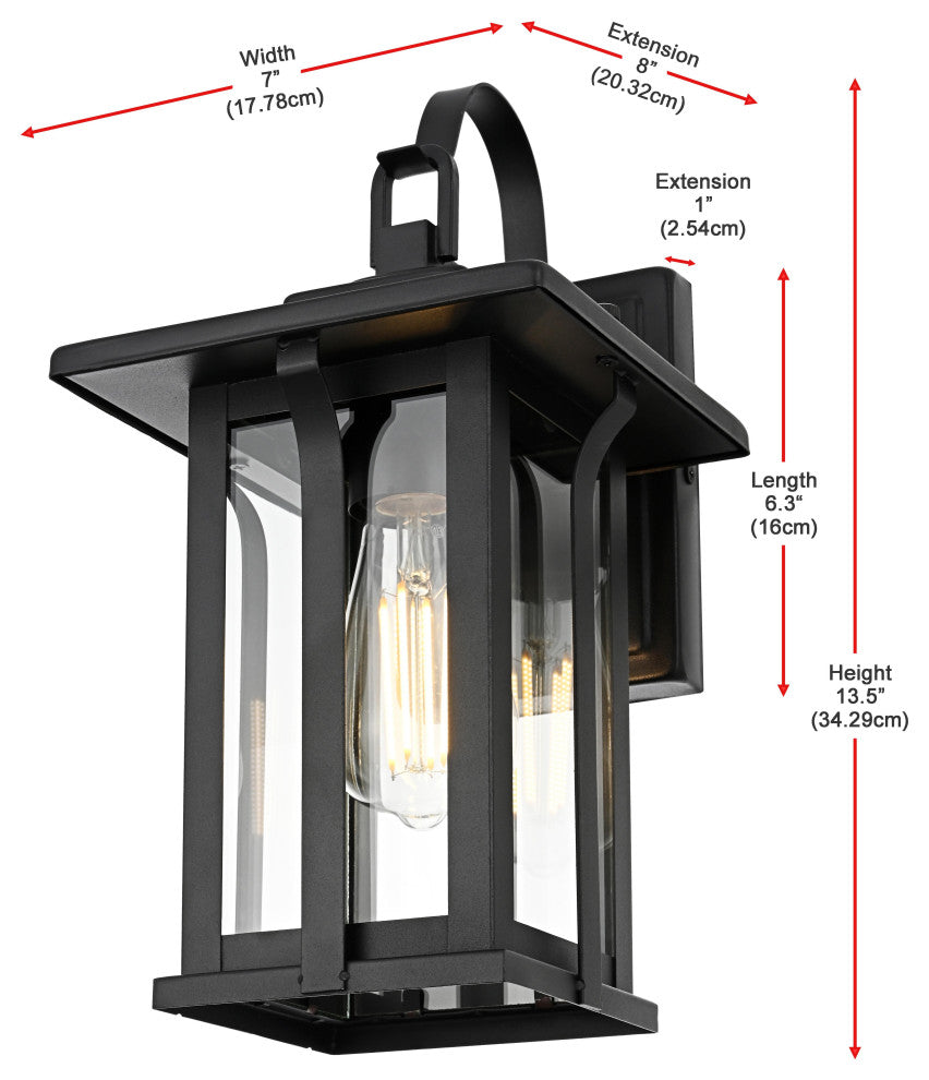 Home Living 7" Outdoor Wall Sconce, Black
