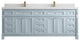 Paris 84" Double Sink Bathroom Vanity, Blue Heather 2" Empira Quartz