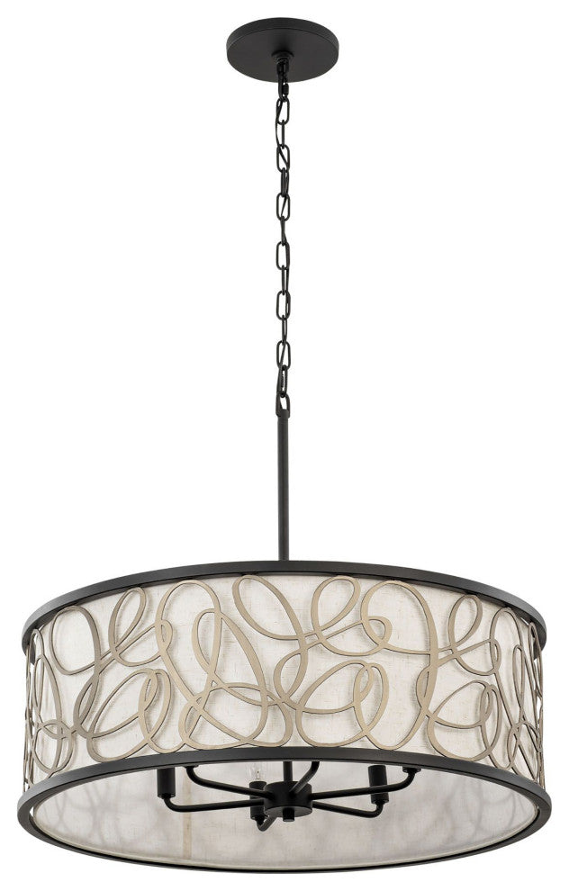 Scribble 6-Lt Pendant - Matte Black/Artifact