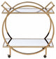 33" X 19" X 35" Champagne Metal Tube Serving Cart