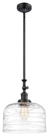 X-Large Bell 1 Light Mini Pendant, Matte Black, Clear Deco Swirl