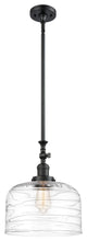 X-Large Bell 1 Light Mini Pendant, Matte Black, Clear Deco Swirl
