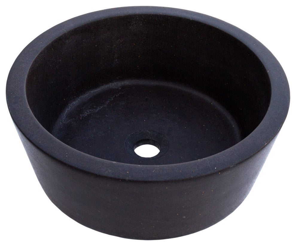 Natural Stone Black Andesite Tapered Sink Honed-Matte  (D)16" (H)6"