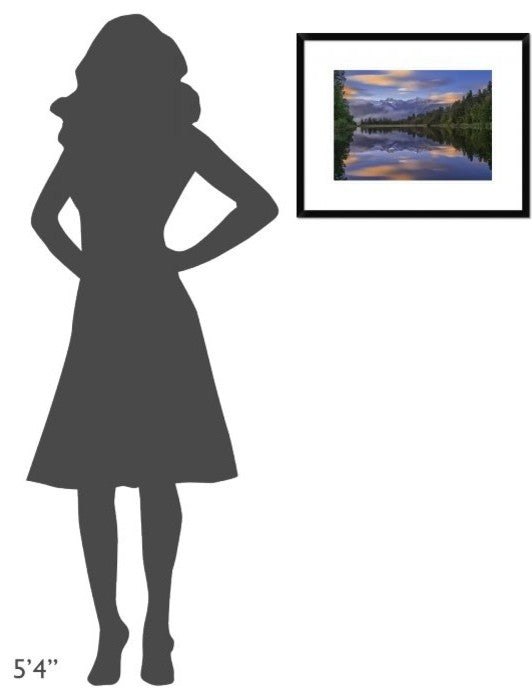 "Lake Matheson" Framed Digital Print by Hua Zhu, 24"x19"