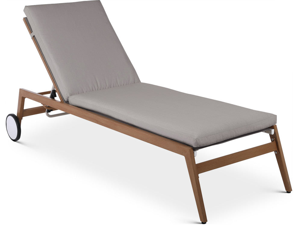 Maui Water Resisting Fabric Upholstered Outdoor Patio Lounger, Gray