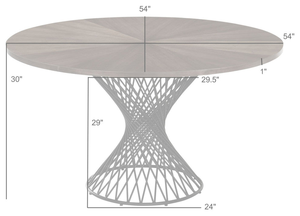 Cirque 54" Round Pedestal Dining Table Black Metal Base, Black
