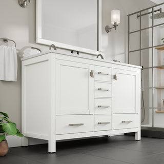 Eviva Aberdeen 48"Wx22"D Double Sink Bathroom Vanity, Quartz Countertop