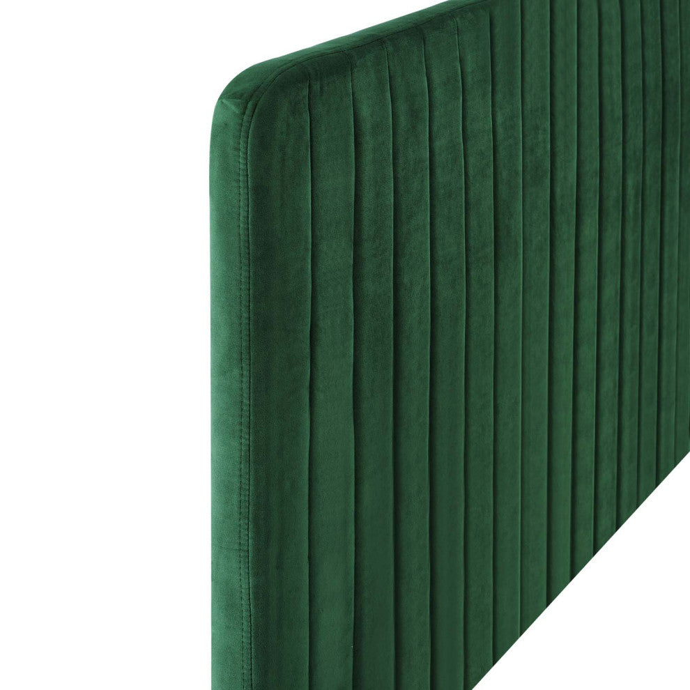 Milenna Channel Tufted Performance Velvet Full/Queen Headboard Emerald