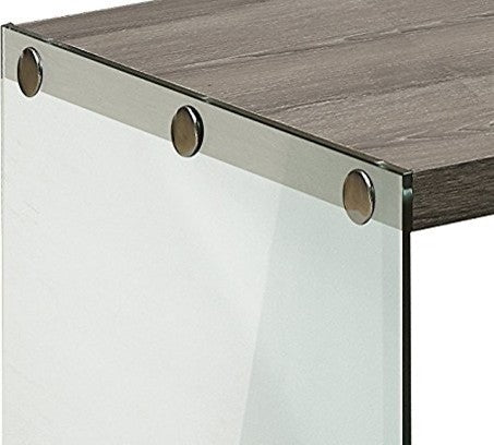 Modern Hollow-Core/Tempered Glass Cocktail Table, Dark Taupe