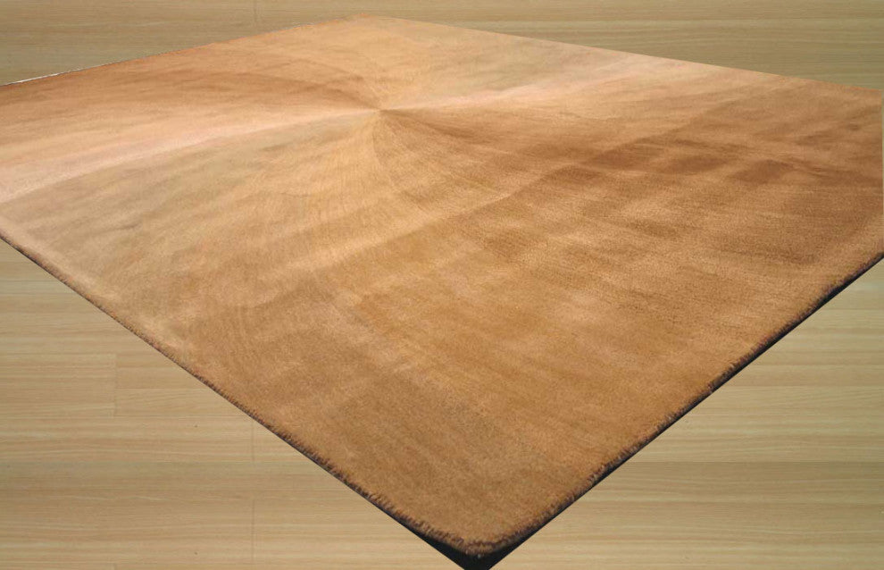 Hand-Tufted Wool Gold Contemporary Abstract Swirl Rug, 5' X 8'