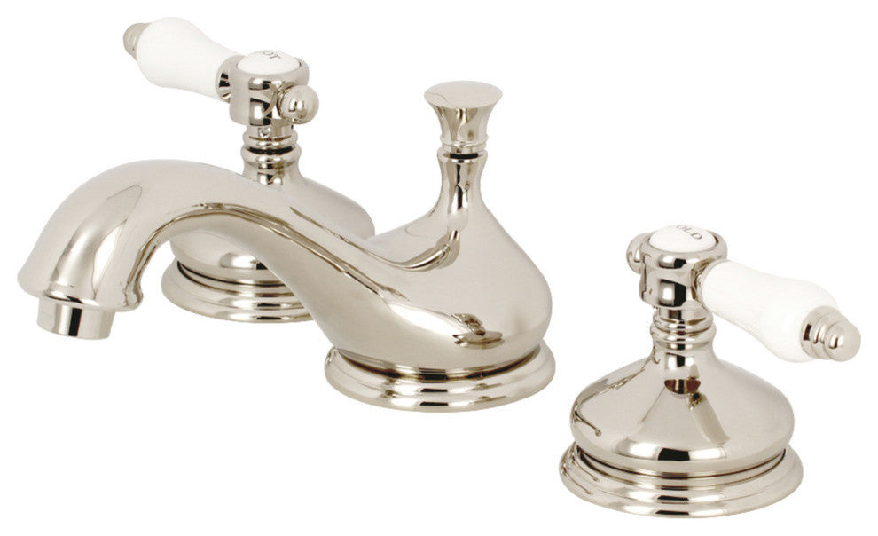 Kingston Brass Widespread Bathroom Faucet With Brass Pop-Up, Polished Nickel