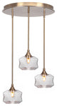 Empire 3-Light Cluster Pendalier, New Age Brass/Smoke