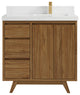 Madison Teak 36 Right Offset Bath Vanity in Dark Natural 2" Empira Quartz
