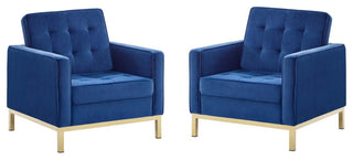 Loft Gold Stainless Steel Leg Performance Velvet Armchair Set of 2