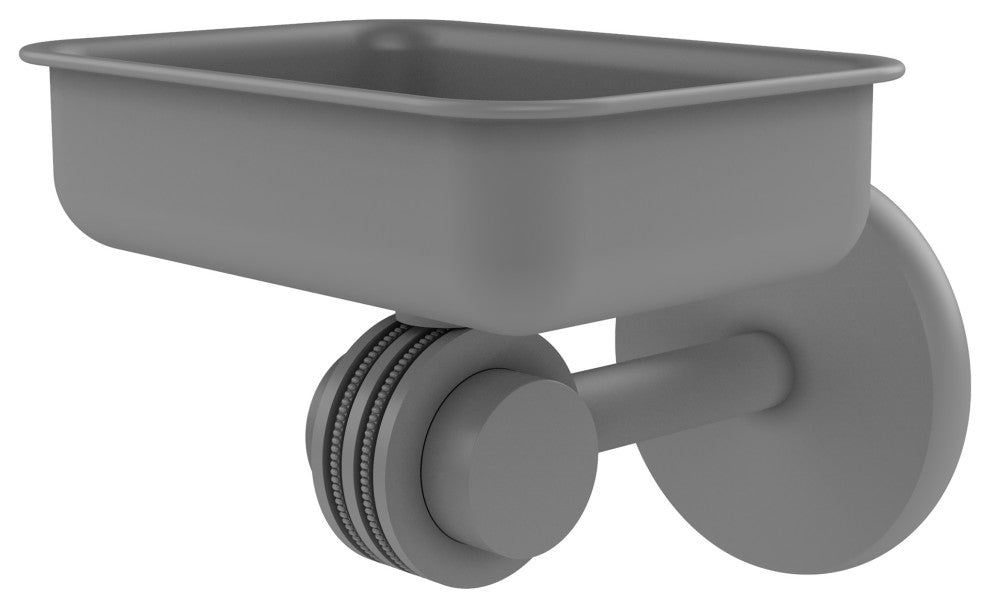 Satellite Orbit Two Wall Mount Soap Dish With Dotted Accents, Matte Gray
