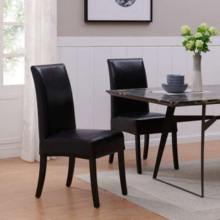 Valencia Dining Side Chair, Black, Split Leather
