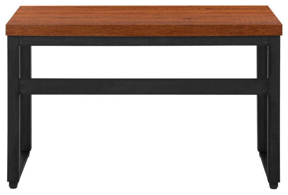 Computer Desk 48"L Cherry, Adjustabe, Black Metal