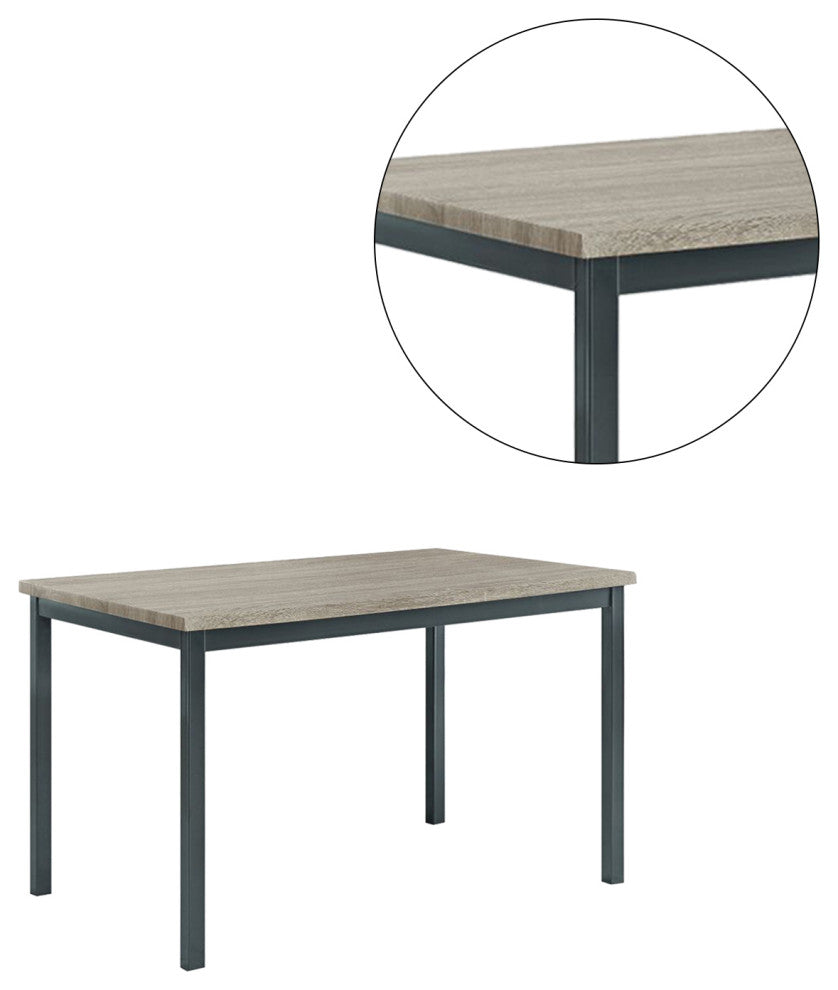 Rectangular Dining Table, Gray and Black