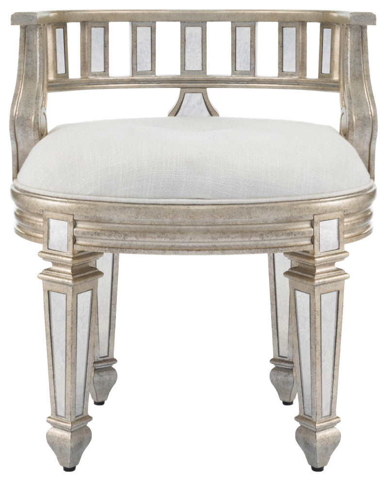 Mirrored Crescent Vanity Stool