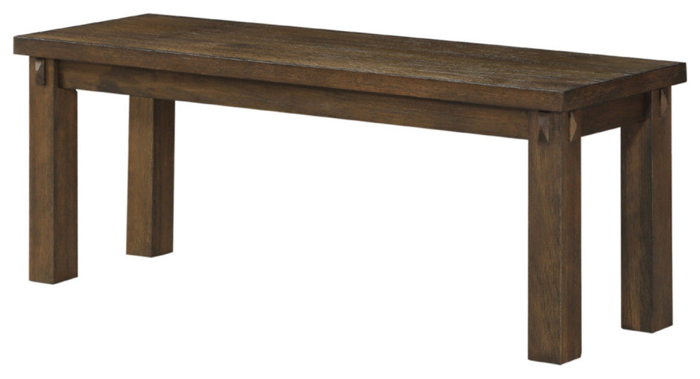 Wood Dining Bench, Dark Oak Finish