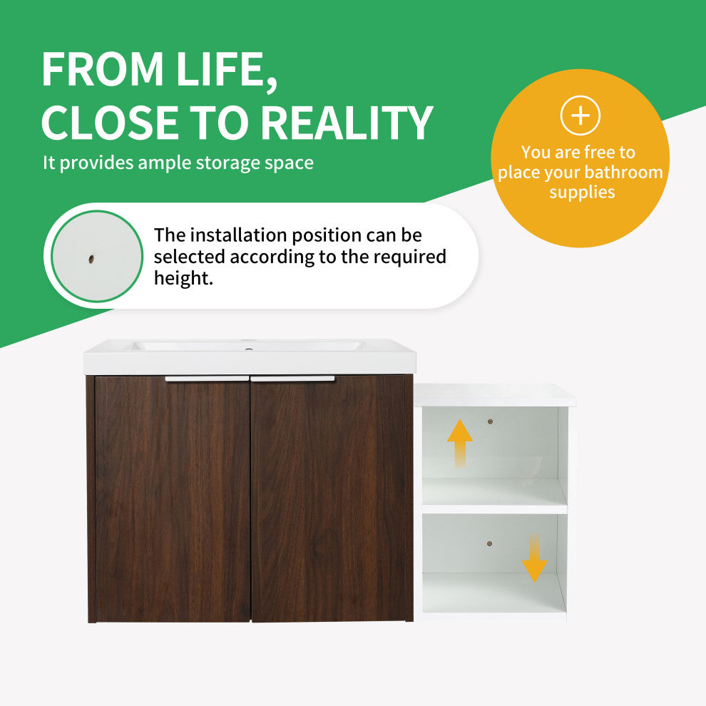 BNK Wall-Mounted Bathroom Cabinet Set with Soft-Close Doors, California Walnut, 36inch