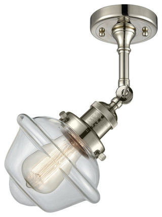 Small Oxford Semi-Flush Mount, Polished Nickel, Glass: Clear