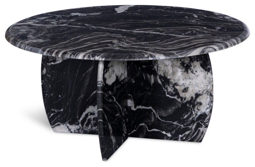 Formentera Marble Coffee Table, Black, Coffee Table