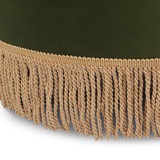 Yolanda 24" Upholstered Round Accent Ottoman, Olive Green Performance Velvet