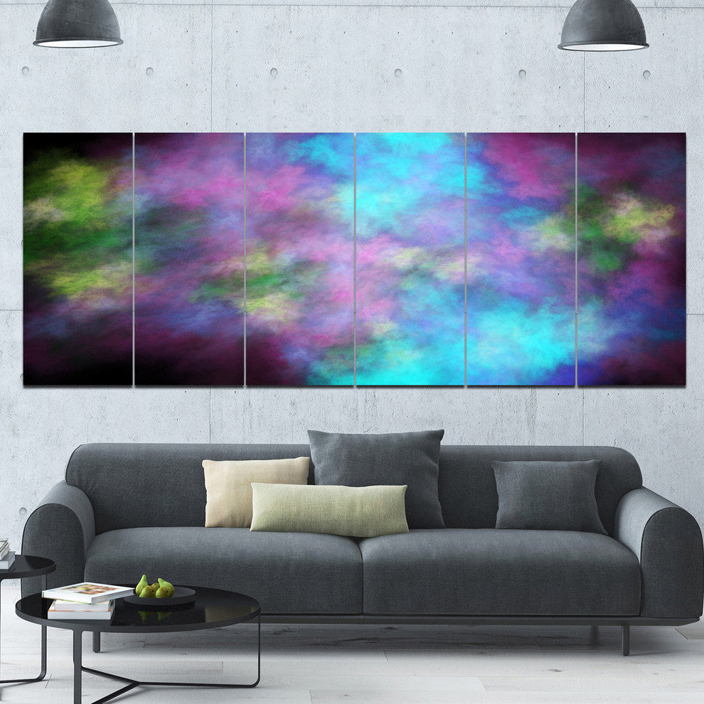 Perfect Blue Purple Starry Sky, Abstract Canvas Art Print, 70"x28", 6 Panels