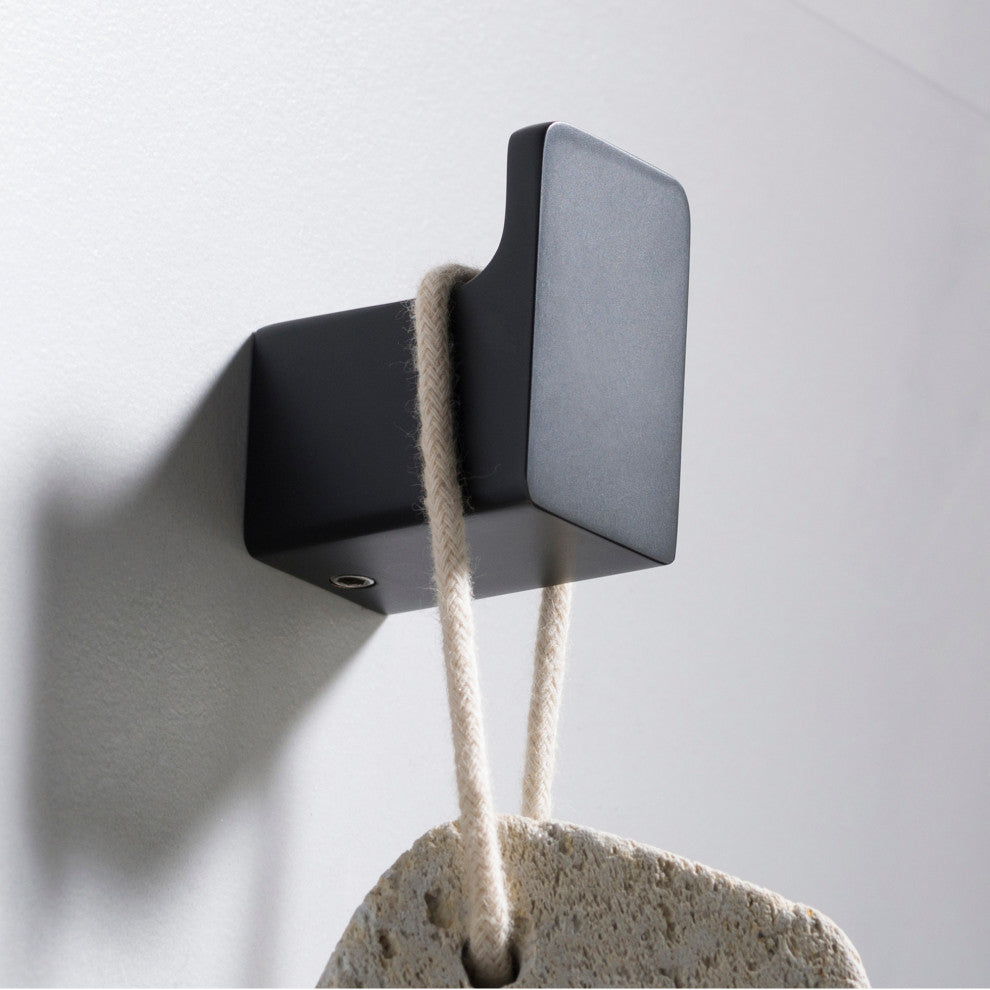 Stelios Bathroom Robe and Towel Hook, Matte Black