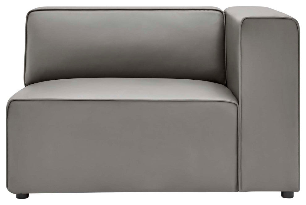 Mingle Vegan Leather Right-Arm Chair, Gray