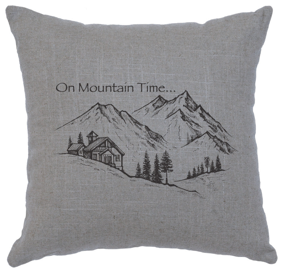 Linen Image Pillow Mountain Time, Gray