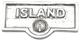 Switch Plate Tags ISLAND Name Signs Labels Chrome Brass |