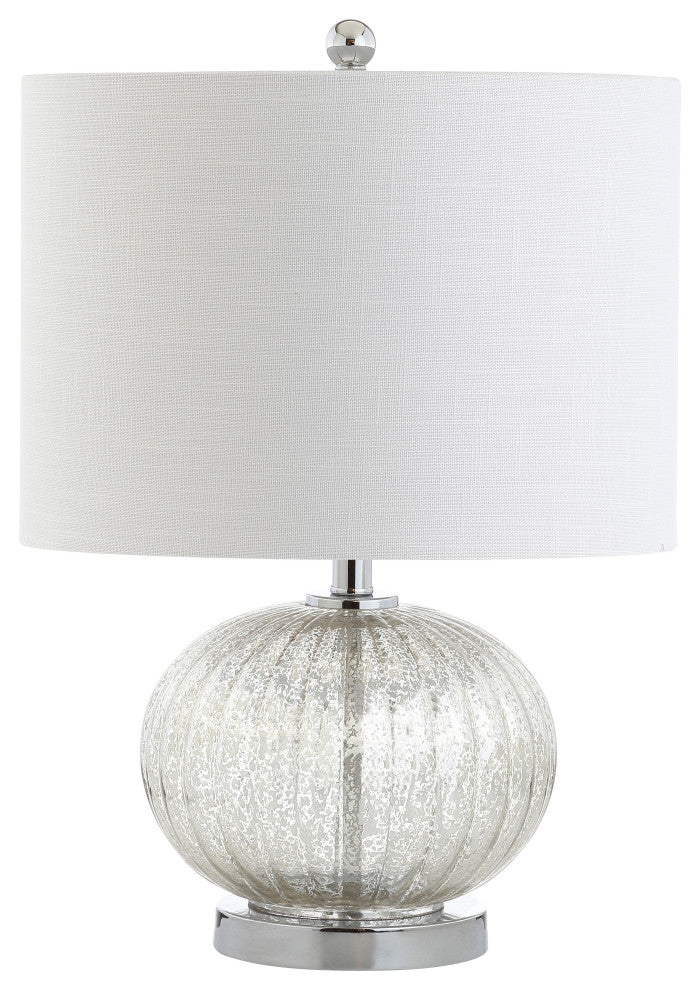 Judith 21" Mercury Glass LED Table Lamp, Silver, Ivory