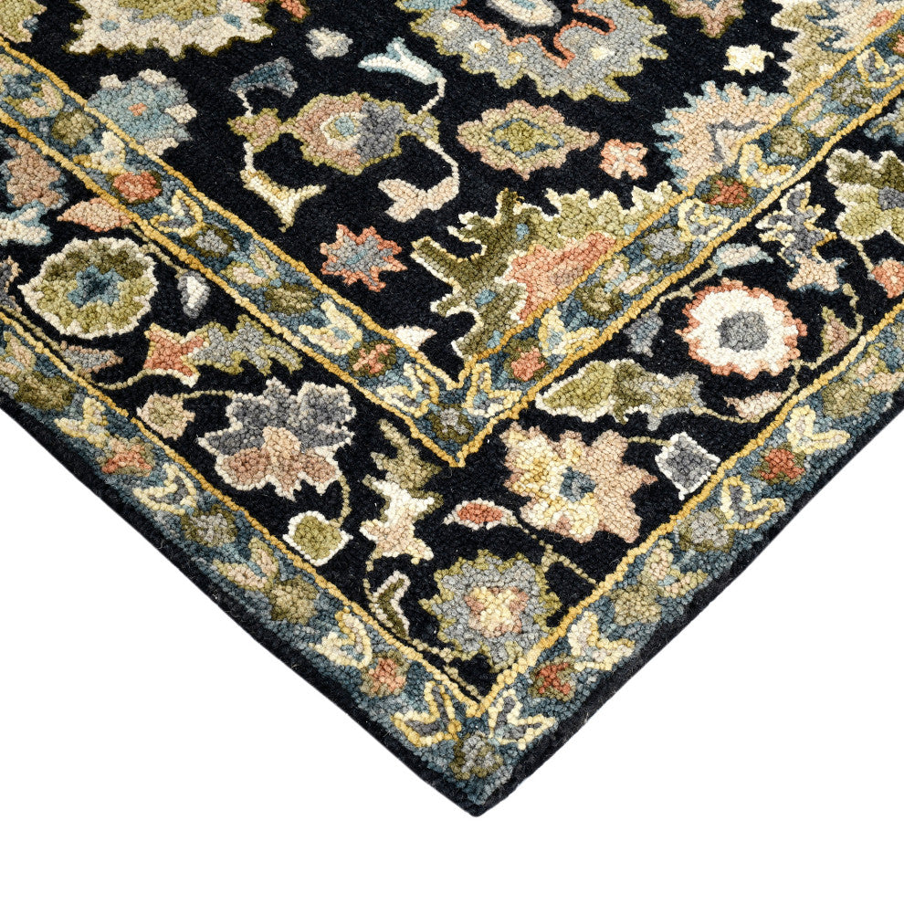 Jackson Traditional Black Hand-Hooked Area Rug 2' x 3'