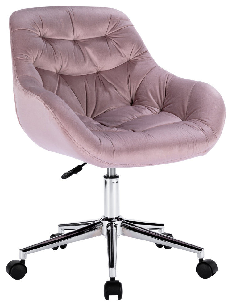 Ava Tufted Modern Chair with 360 Swivel Chair, Pink Velvet