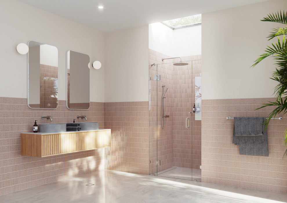 43"Wx78"H Frameless 3 Panel Inline Shower Door, Brushed Nickel